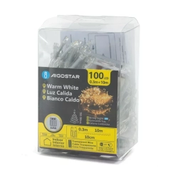 Lampki choinkowe sznur LED na 3 baterie AA, 100LED 10m Ciepłe